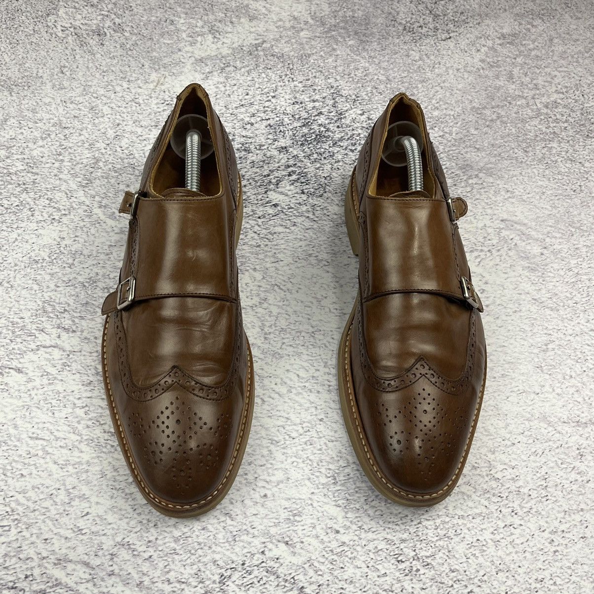 Designer × Leather Apia double monk leather shoes 6816 made in Portugal Size US 9 / EU 42 - 4 Thumbnail