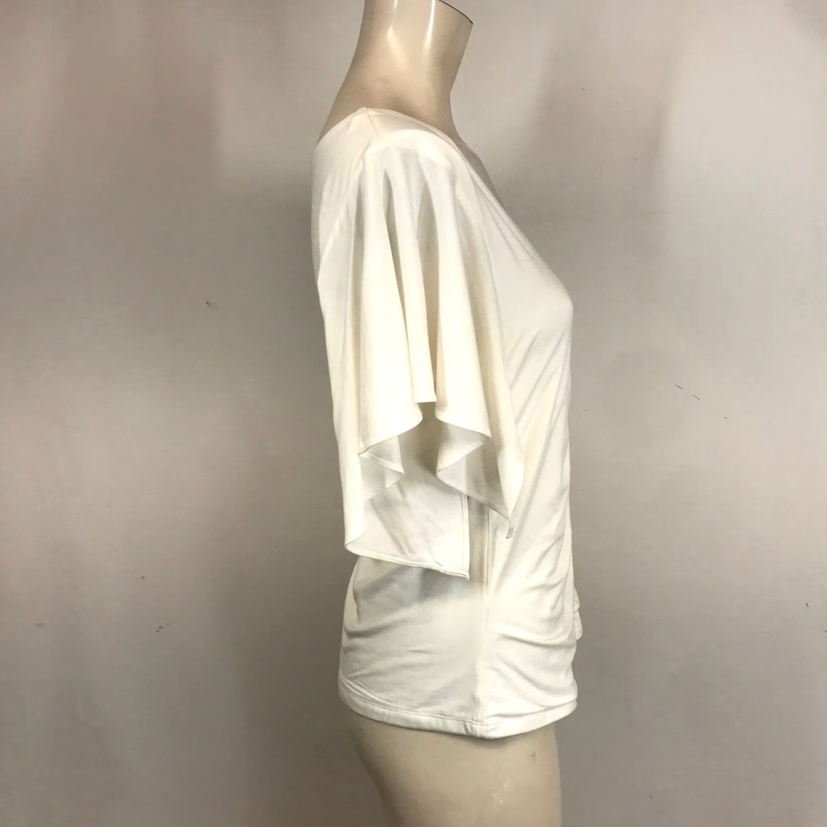 Soft Surroundings Soft Surroundings Leya Ruched Top White V Neck Flutter Sleeve Women's Small Size S / US 4 / IT 40 - 4 Thumbnail