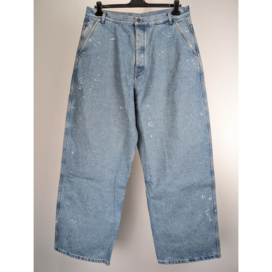 Off-White o1rshd1 Paint Wide Leg Tapered Jeans in Blue Size US 36 / EU 52 - 3 Thumbnail