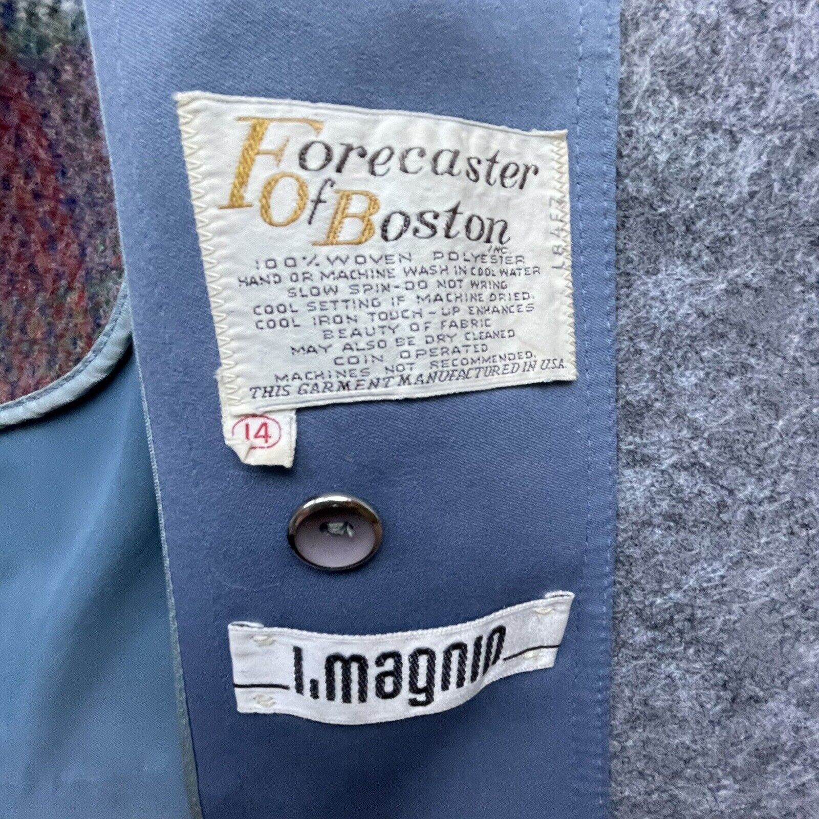 I. Magnin Vintage I Magnin Coat Large Blue Trench Flannel Forecaster Size L / US 10 / IT 46 - 4 Thumbnail
