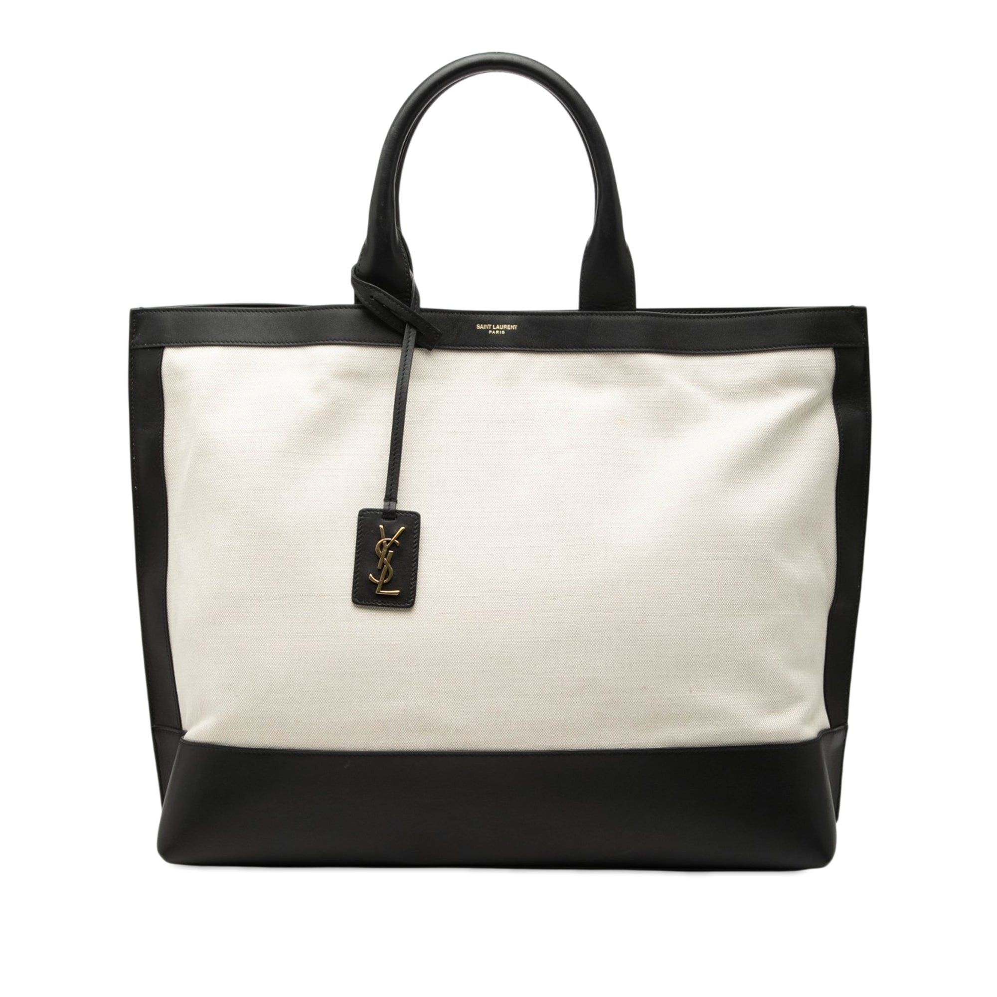 Saint Laurent Paris Bicolor Canvas and Leather Cabas Tote Size ONE SIZE - 1 Thumbnail