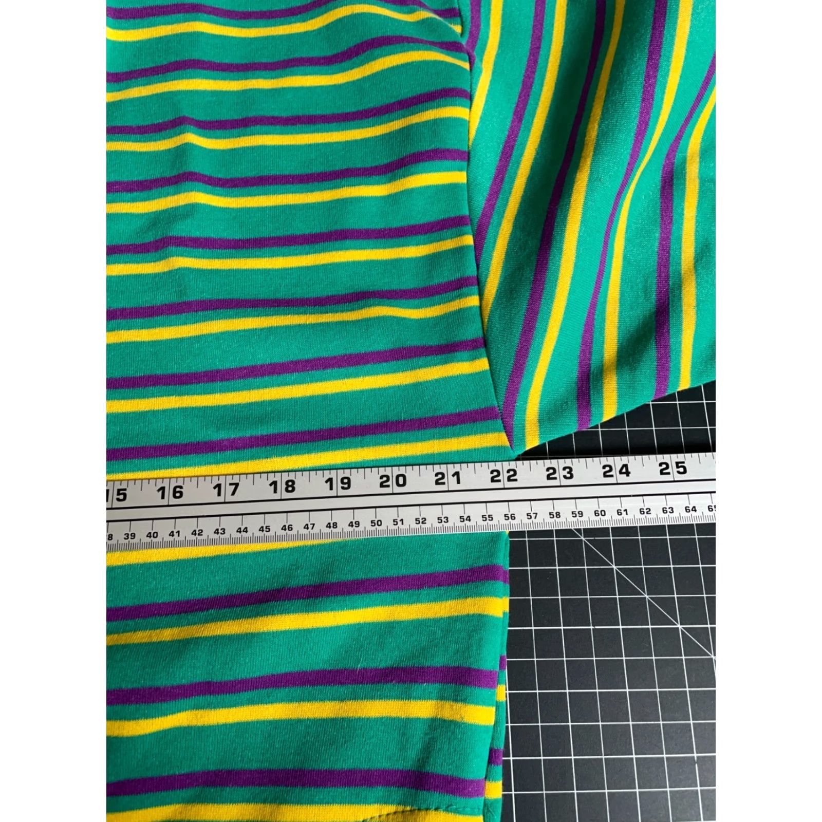 Vintage VINTAGE 90s Striped Pattern Sweatshirt Upper Level Men Green Purple Yellow Crewneck Pockets Large Shirt Pullover Size US L / EU 52-54 / 3 - 5 Thumbnail
