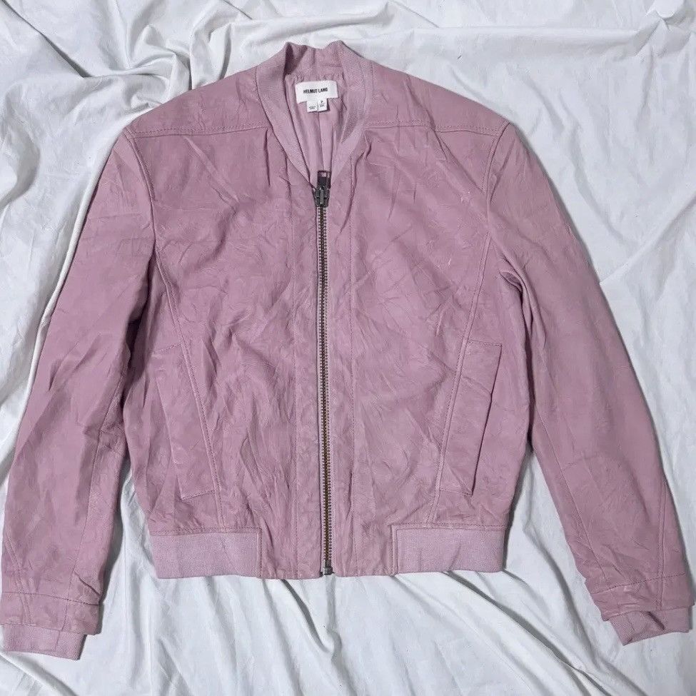 Helmut Lang Helmut Lang Lambskin Pink Leather Bomber Jacket Size S / US 4 / IT 40 - 1 Thumbnail
