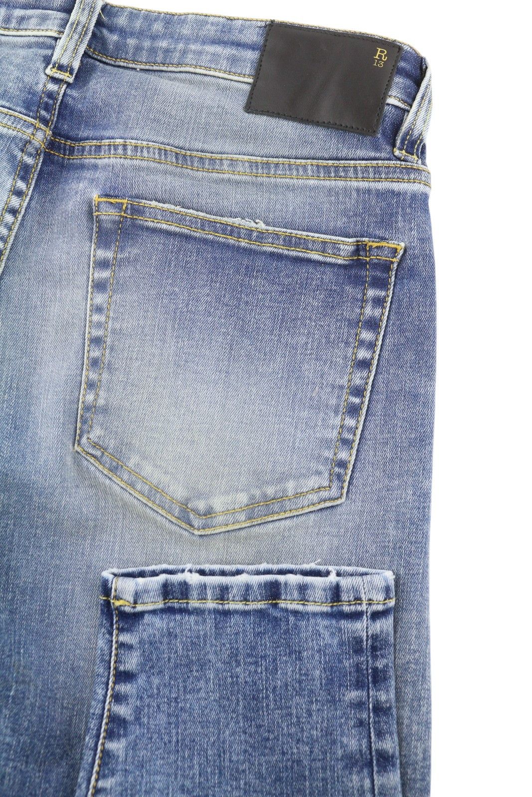 R13 BOY SKINNY 27 Blue Washed Faded Ankle Cropped Zip Fly 86322 Size 27" / US 4 / IT 40 - 5 Thumbnail