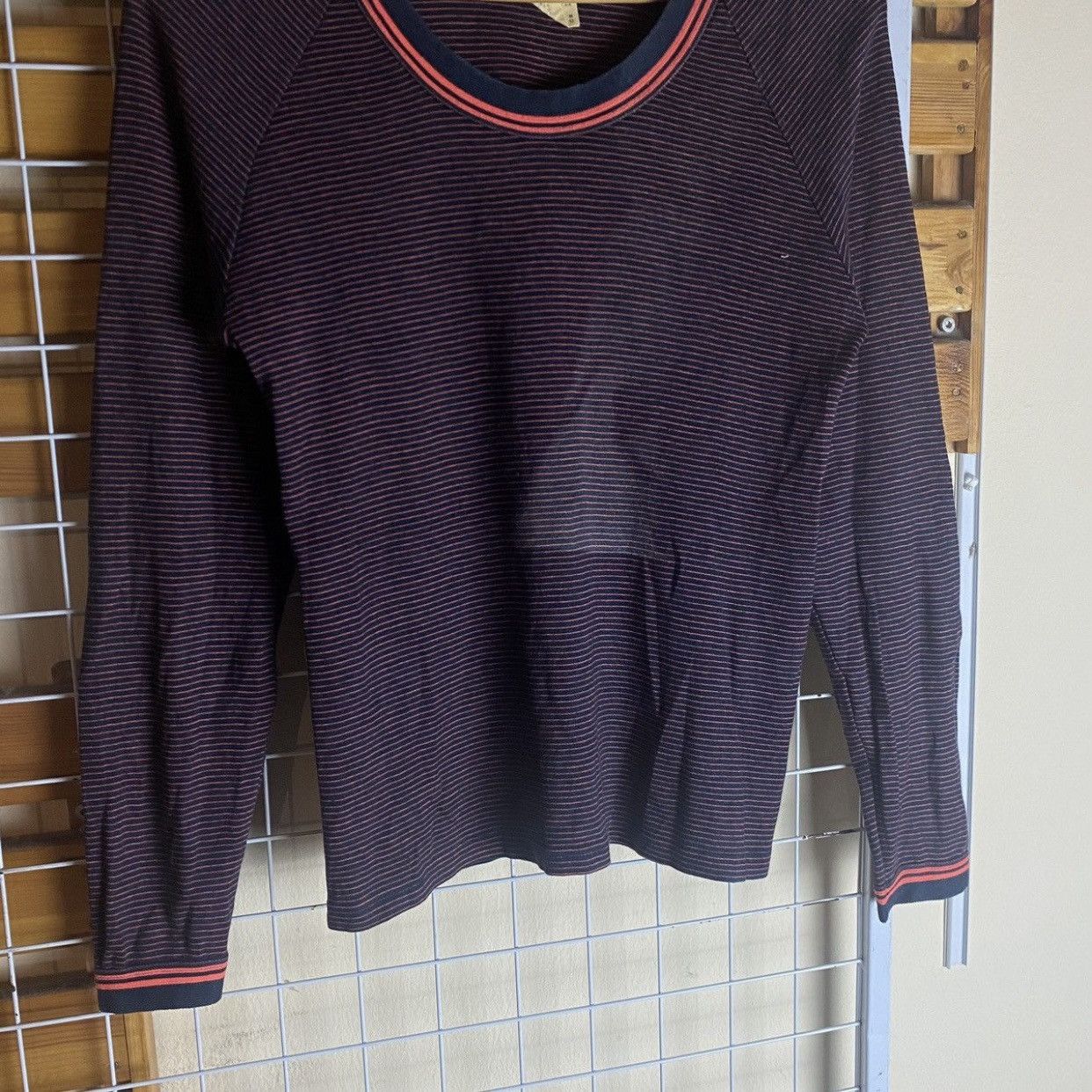 A.P.C. Archive A.P.C. Striped LongSleeve Navy Burgundy Contrast Rib Size S / US 4 / IT 40 - 4 Thumbnail