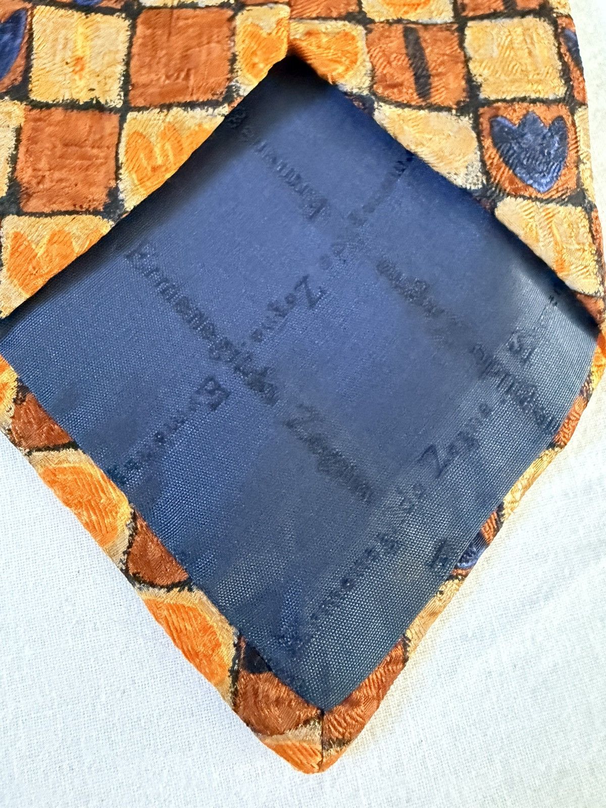Ermenegildo Zegna Ermenegildo Zegna Silk Tie Brown Orange Blue Jacquard 59” Size ONE SIZE - 8 Thumbnail