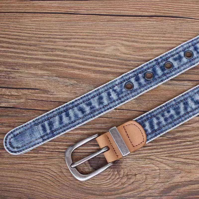 Japanese Brand × Vintage Vintage Casual Niche Pin Buckle 47in Denim Belt Size ONE SIZE - 4 Thumbnail