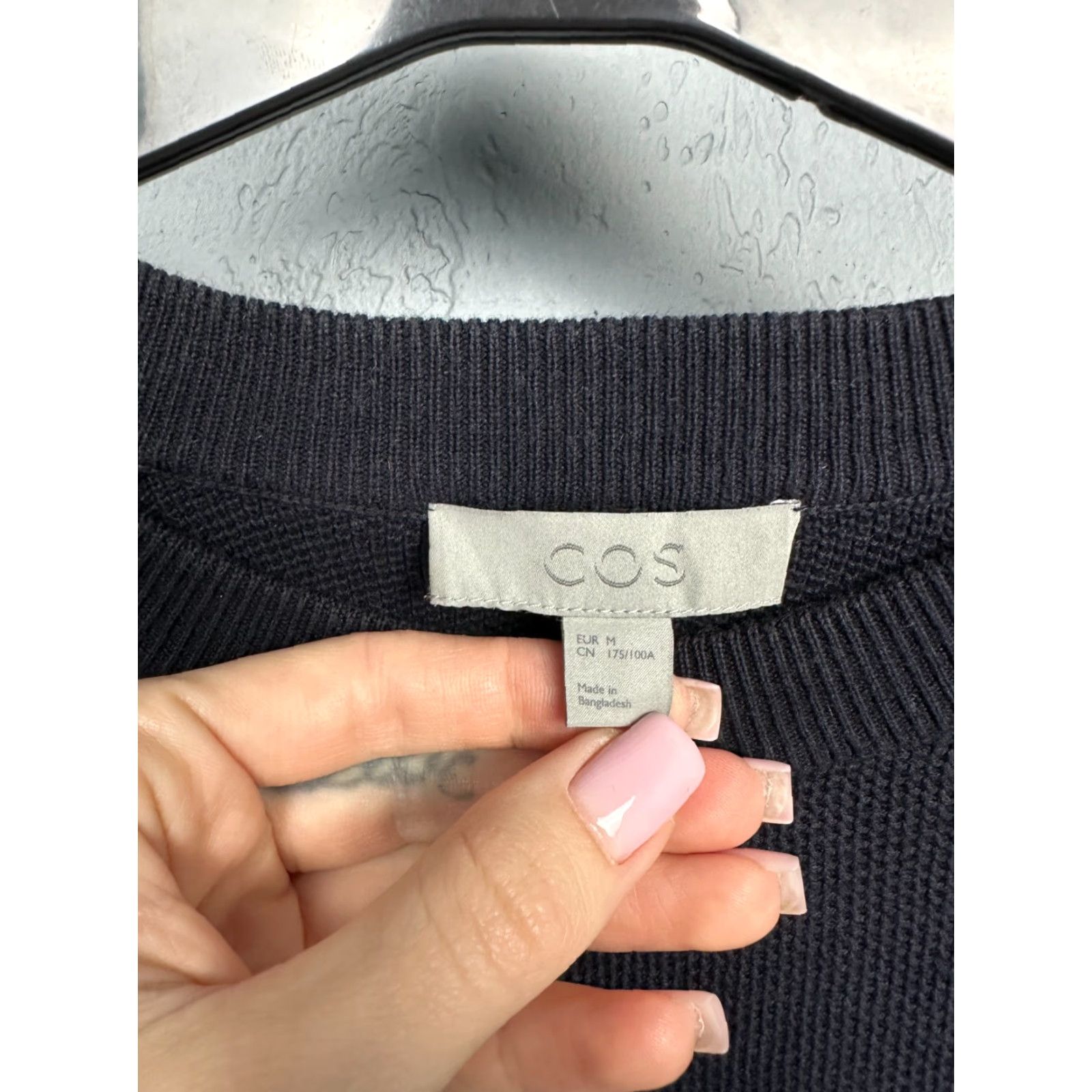 Cos COS Mens Crew Neck Sweater M - Blue Cotton, Long Sleeve, Solid Pullover, Regular, Knit Shirt Mens Size US M / EU 48-50 / 2 - 3 Thumbnail