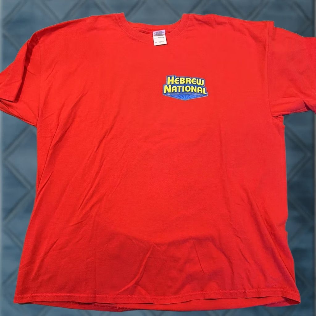 Gildan Hebrew National - WE ANSWER TO A HIGHER AUTHORITY - Double Sided T Shirt - 2XL / Red / Cotton / Gildan / Mens Size US XXL / EU 58 / 5 - 1 Thumbnail