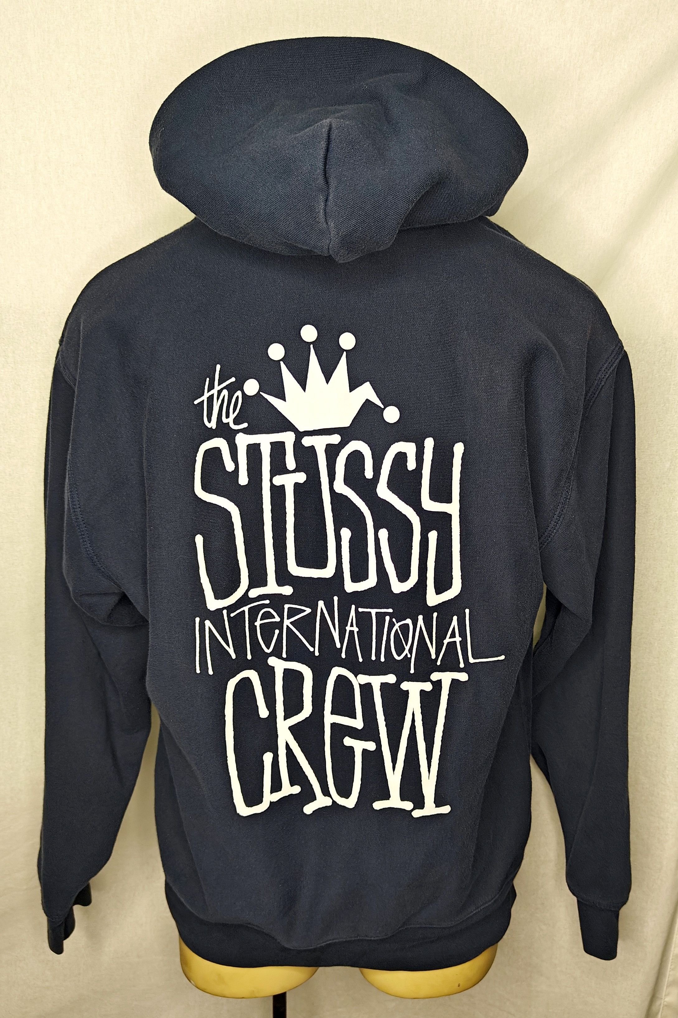 Stussy International Crew blue pullover hoodie sweatshirt