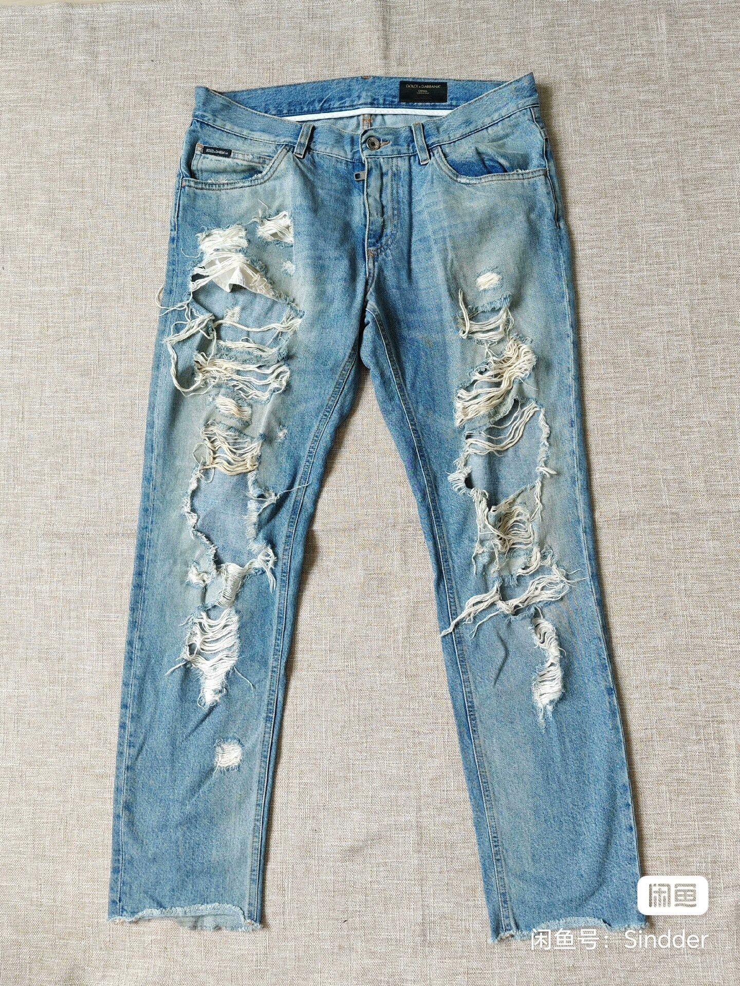Dolce & Gabbana Dolce&Gabbana Men's Large Hole Jeans Size US 32 / EU 48 - 1 Thumbnail