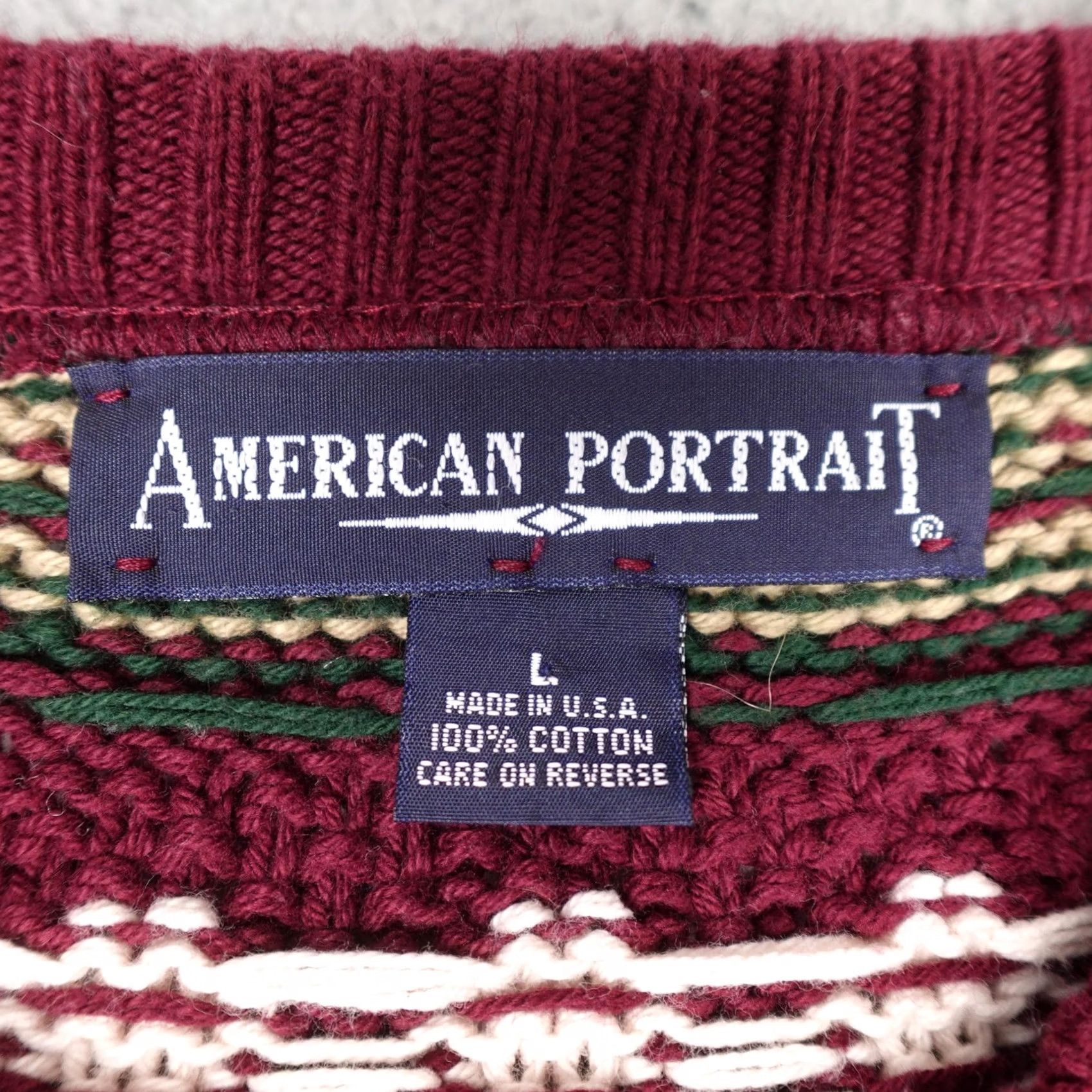 Vintage VINTAGE American Portrait Sweater Mens Large Red Fair Isle Knit Pullover 90s USA Size US L / EU 52-54 / 3 - 3 Thumbnail