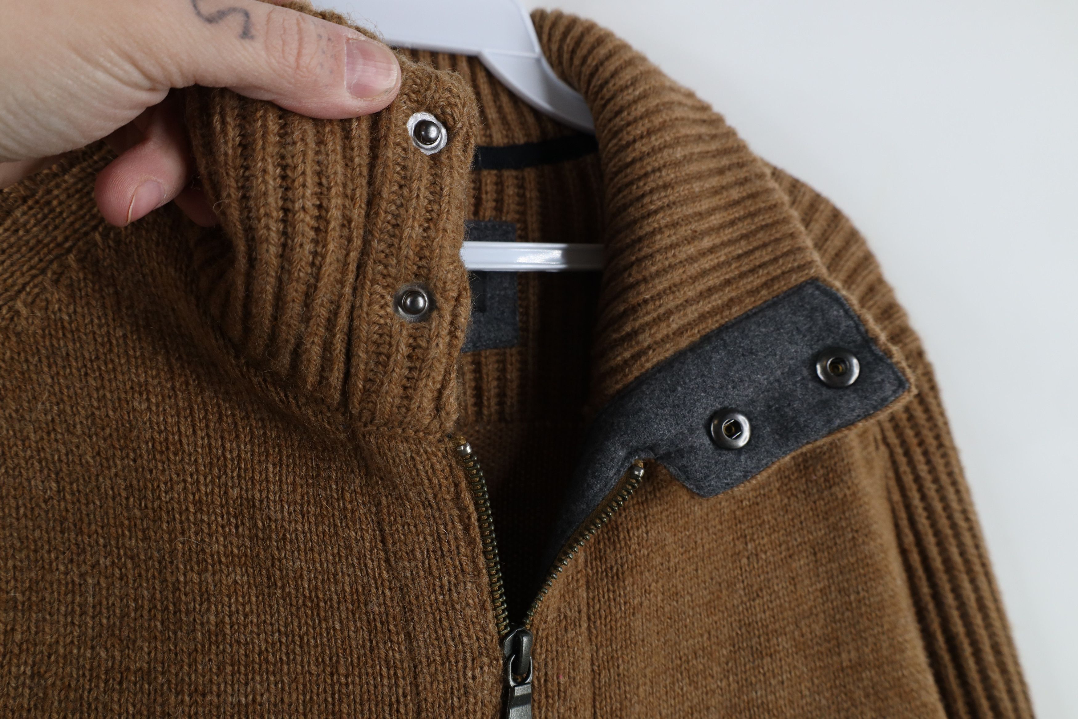 Banana Republic × Vintage Banana Republic Camel Chunky Ribbed Knit Full Zip Sweater Size US M / EU 48-50 / 2 - 8 Thumbnail