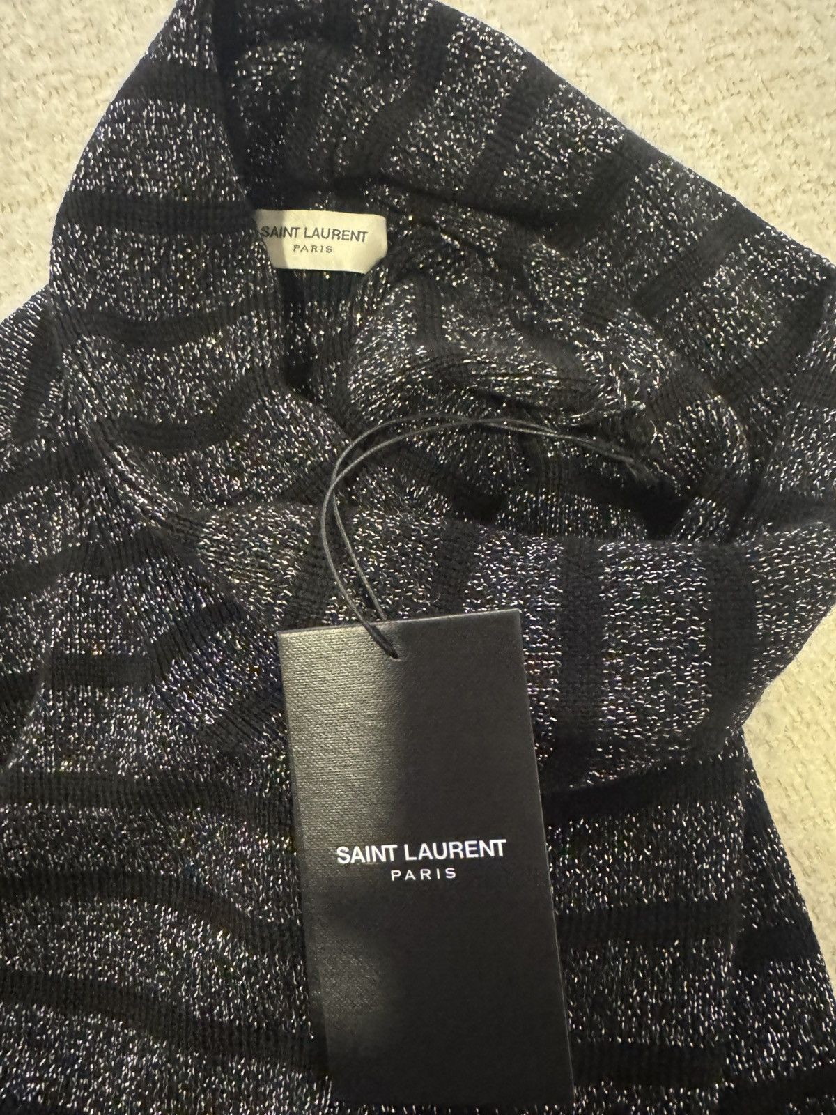 Saint Laurent Paris Saint Laurent Paris Striped Lurex Rollneck Sweater Size US M / EU 48-50 / 2 - 3 Thumbnail