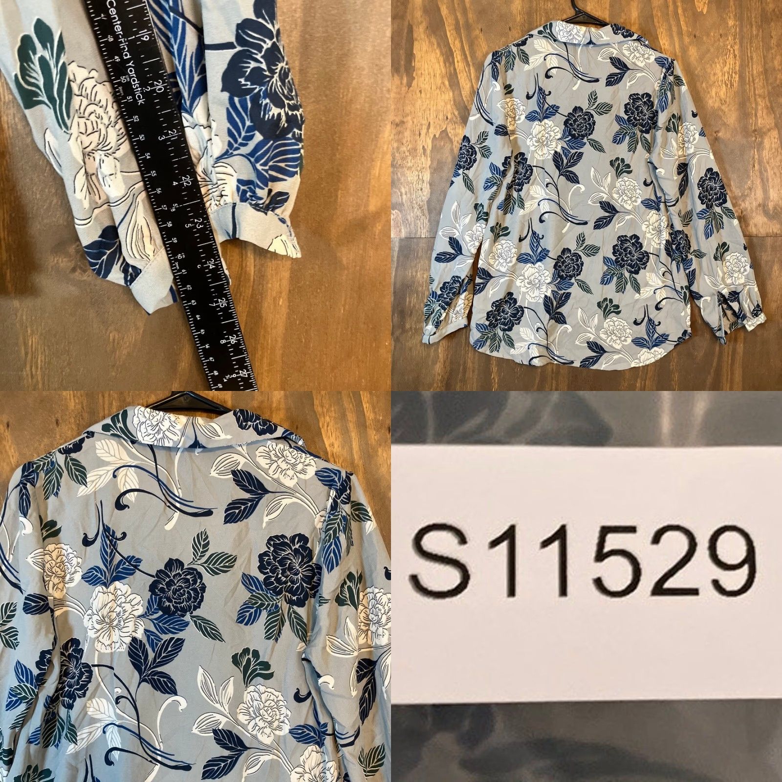 Banana Republic Banana Republic Womens Blouse Gray Floral V Neck Collared Long Sleeve Small Size S / US 4 / IT 40 - 8 Thumbnail