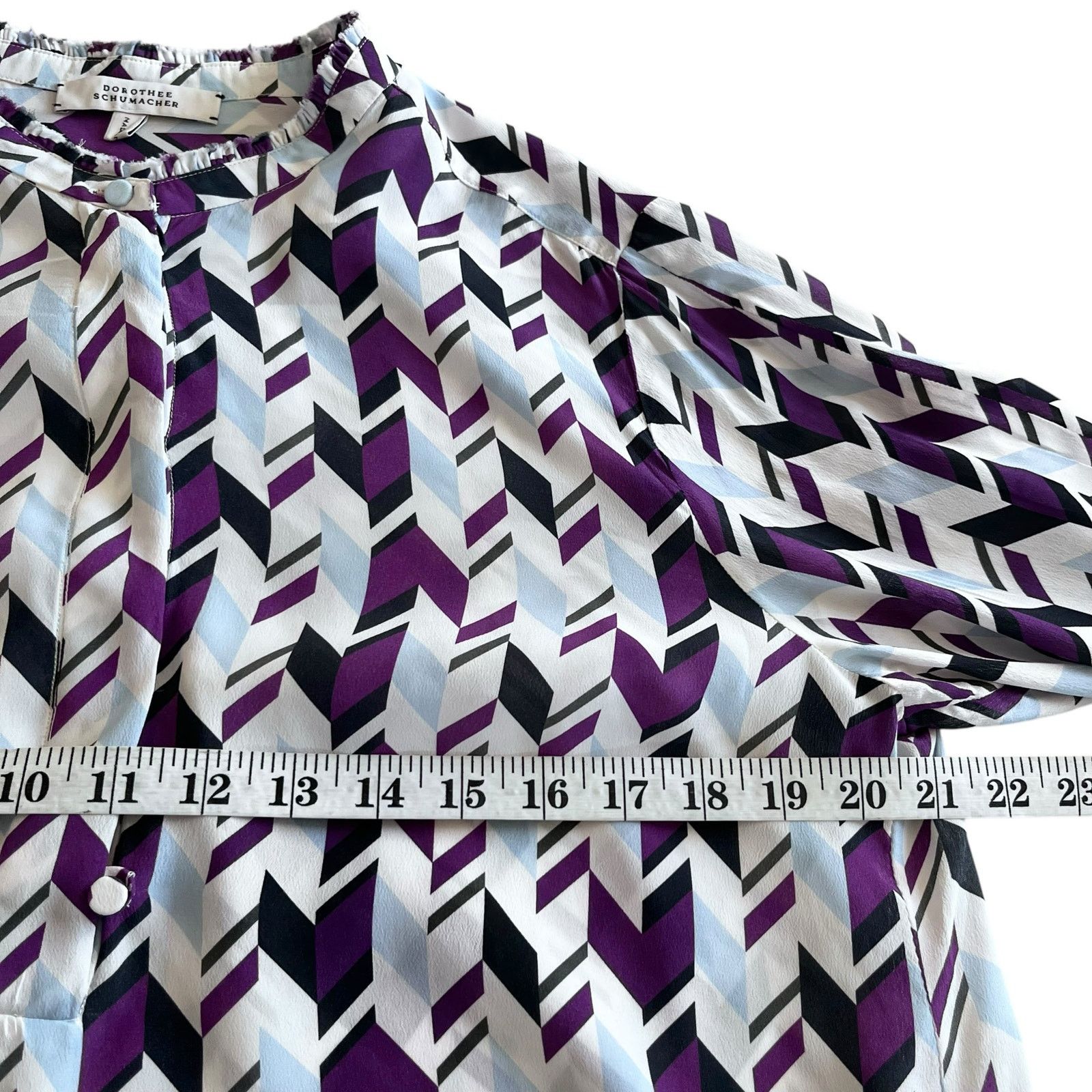 DOROTHEE SCHUMACHER Dorothee Schumacher Purple Geometric Print Fluid Blouse Size L / US 10 / IT 46 - 10 Thumbnail