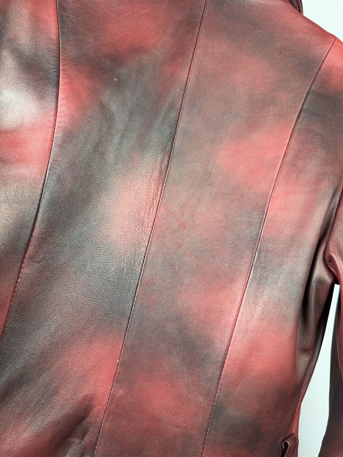 Japanese Brand 90s Y2K Avant-Garde Leather Coat Red Gradient Japan Western Size S / US 4 / IT 40 - 14 Thumbnail