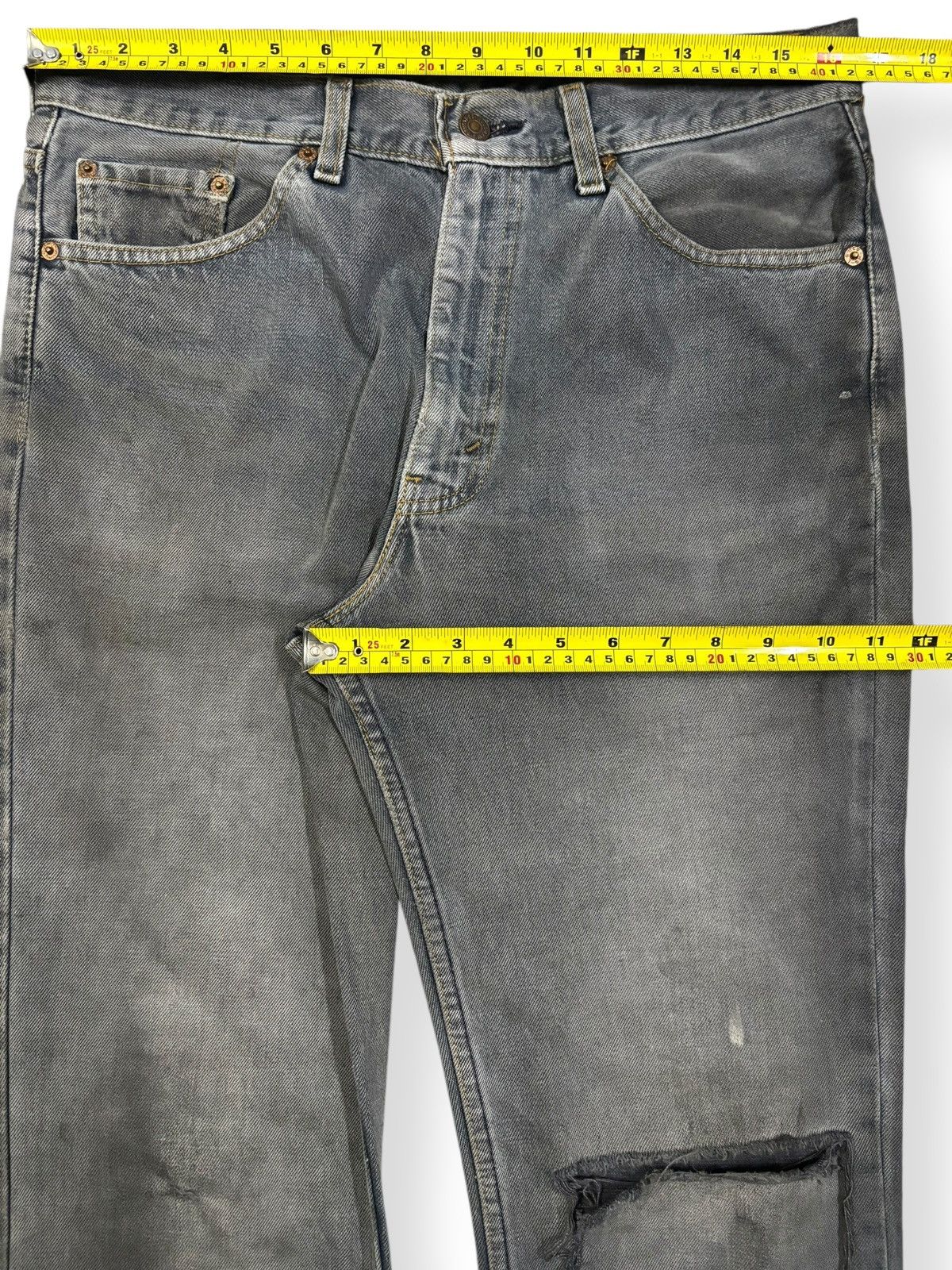 Levi's Vintage 90s Levis 517 Blue-Gray Faded Flare Distressed Jeans Size US 33 - 17 Thumbnail