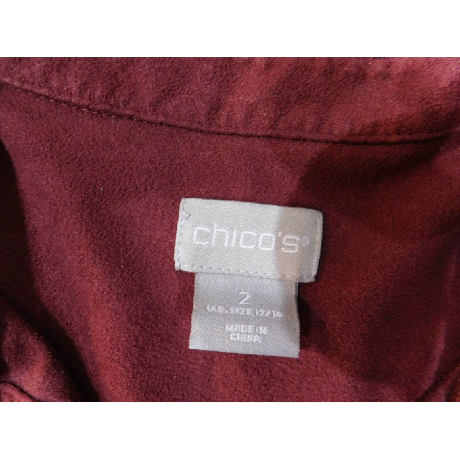 Vintage Chicos Button-Up Shirt Women Red 2 Long Sleeve Round Neck Pockets Cotton woven Casual Basic Vintage No Size XS / US 0-2 / IT 36-38 - 4 Thumbnail