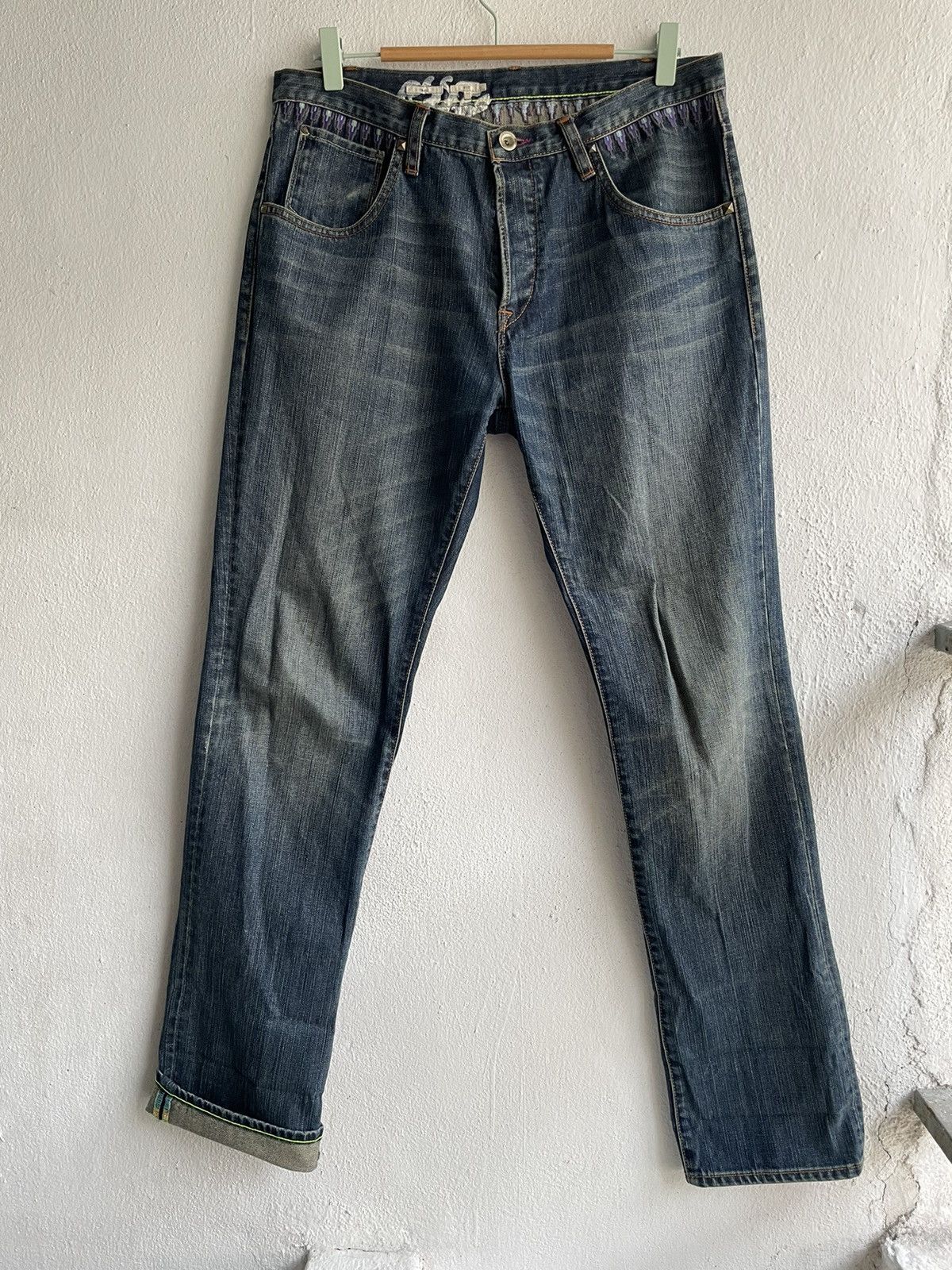Paul Smith Sick🔥Stud Jeans Paul Smith Embroidery Denim Signature Stripe Size US 32 / EU 48 - 6 Thumbnail