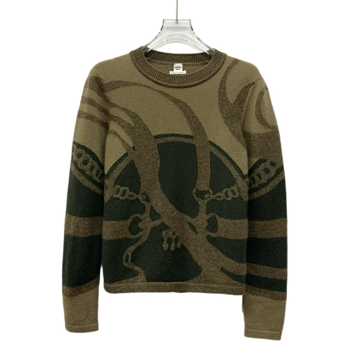 Hermes Hermes Dark Brown Pattern Long Sleeve Knitwear K26WX Size S / US 4 / IT 40 - 1 Thumbnail