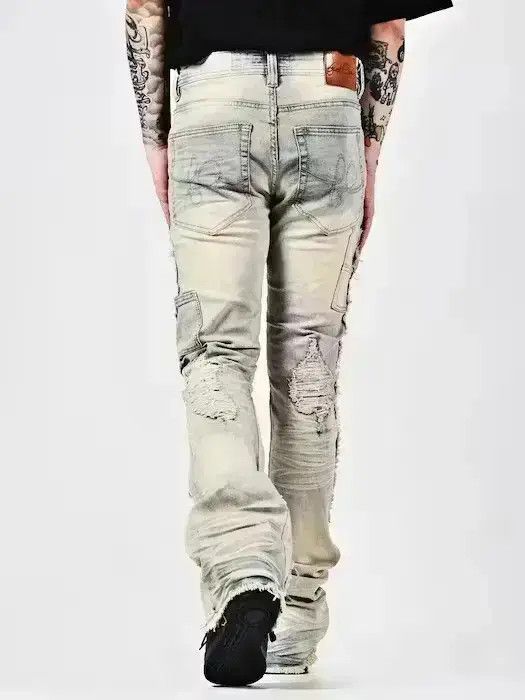 Japanese Brand Distressed Cargo Stack Denim Jeans Size US 32 / EU 48 - 6 Thumbnail