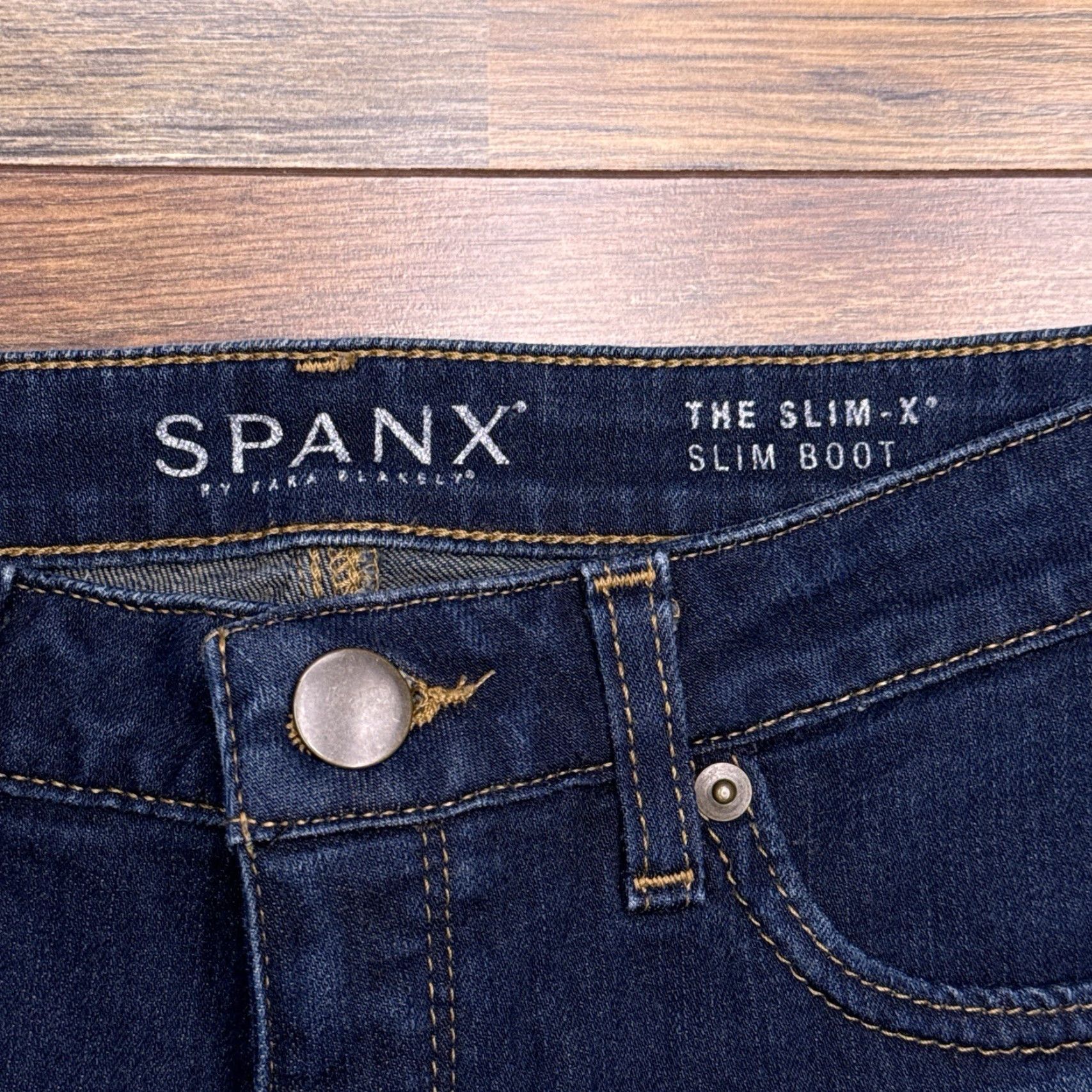 Spanx Spanx Jeans Womens 29 Slim Bootcut Mid Rise Stretch Denim Dark Blue 5-Pocket City 30.5 Inseam Size 29" - 4 Thumbnail