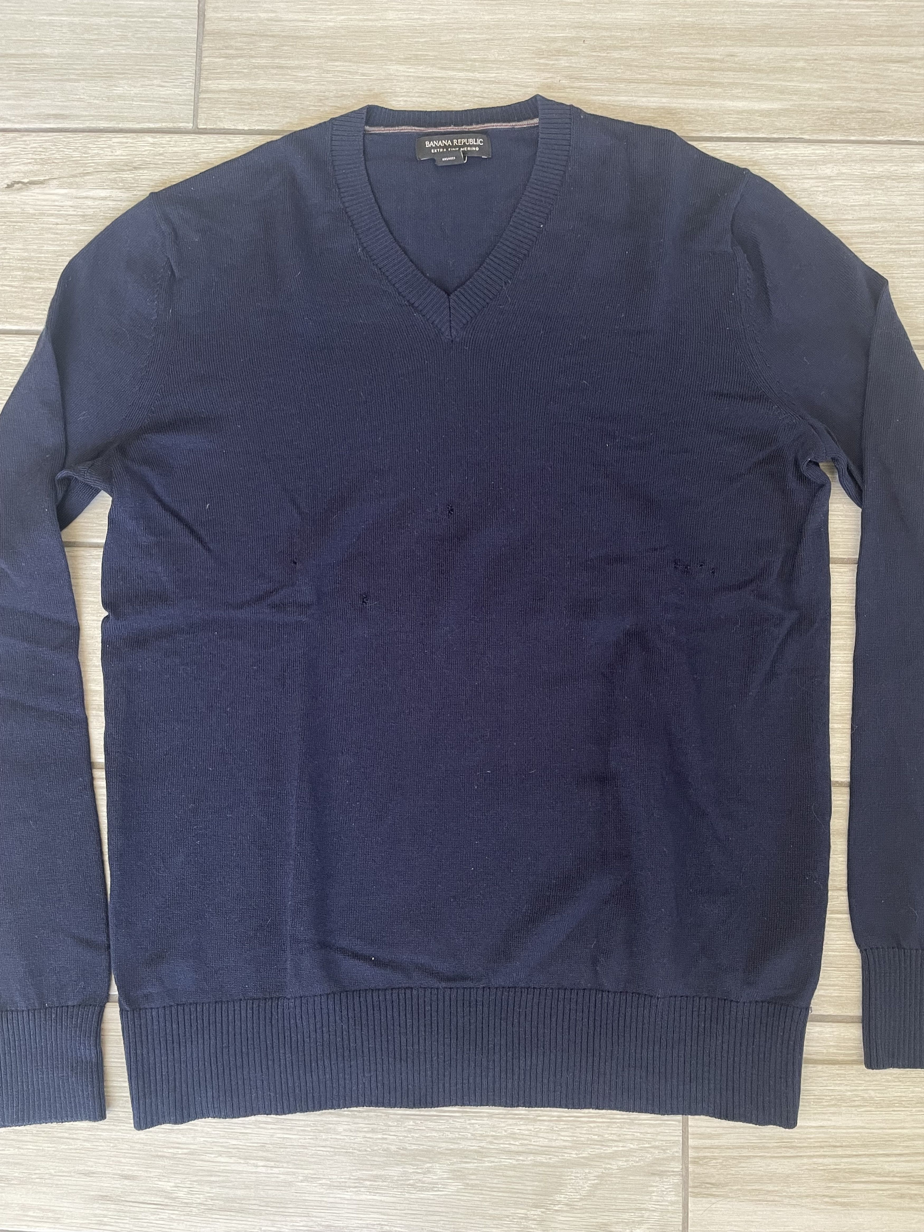 Banana Republic Banana Republic V Neck Sweater Large Blue merino wool Size US L / EU 52-54 / 3 - 2 Thumbnail