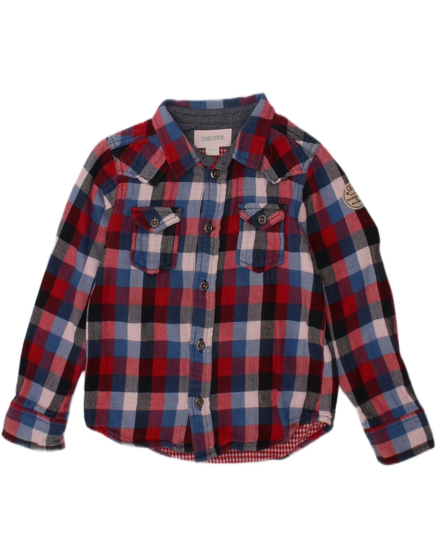 Diesel Boys Flannel Shirt 3-4 Years Red Check Cotton Size XXS / US 00 / IT 34 - 1 Thumbnail