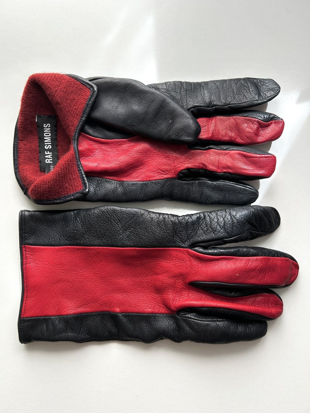 Raf Simons soft leather gloves with cashmere lining