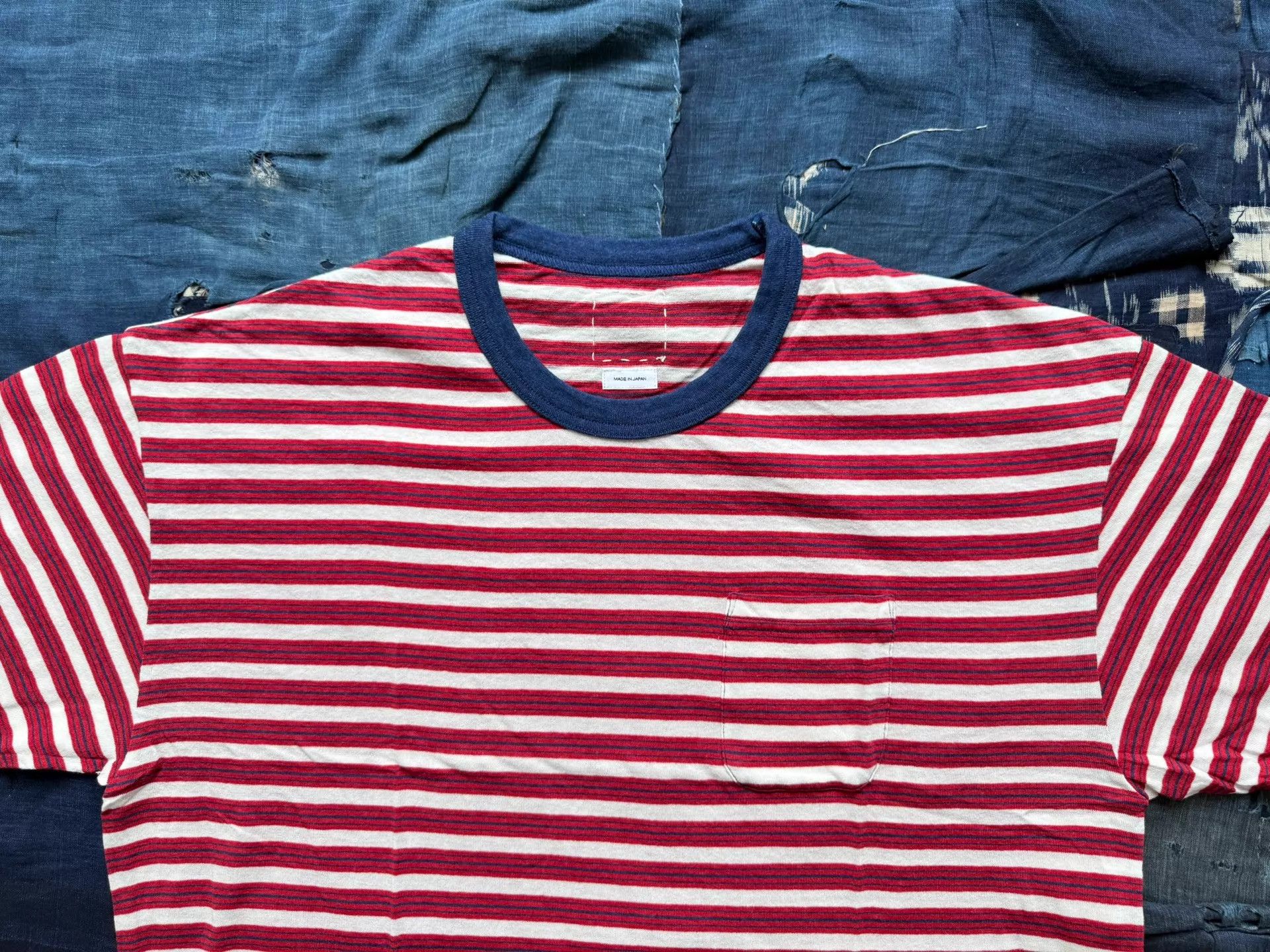 Visvim visvim 26ss mondo border tee s/s fine wool striped red 3 Size US L / EU 52-54 / 3 - 4 Thumbnail