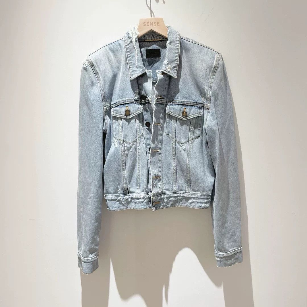 Saint Laurent Paris Saint Laurent Distressed Denim Jacket Size L / US 10 / IT 46 - 1 Thumbnail