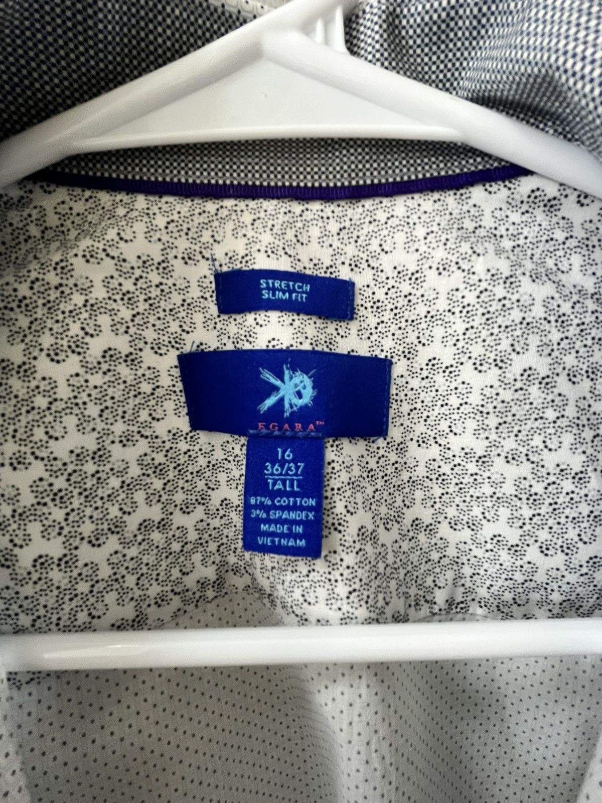 Egara Egara 16 36/37 Tall White patterned slim fit dress shirt Size US L / EU 52-54 / 3 - 6 Thumbnail
