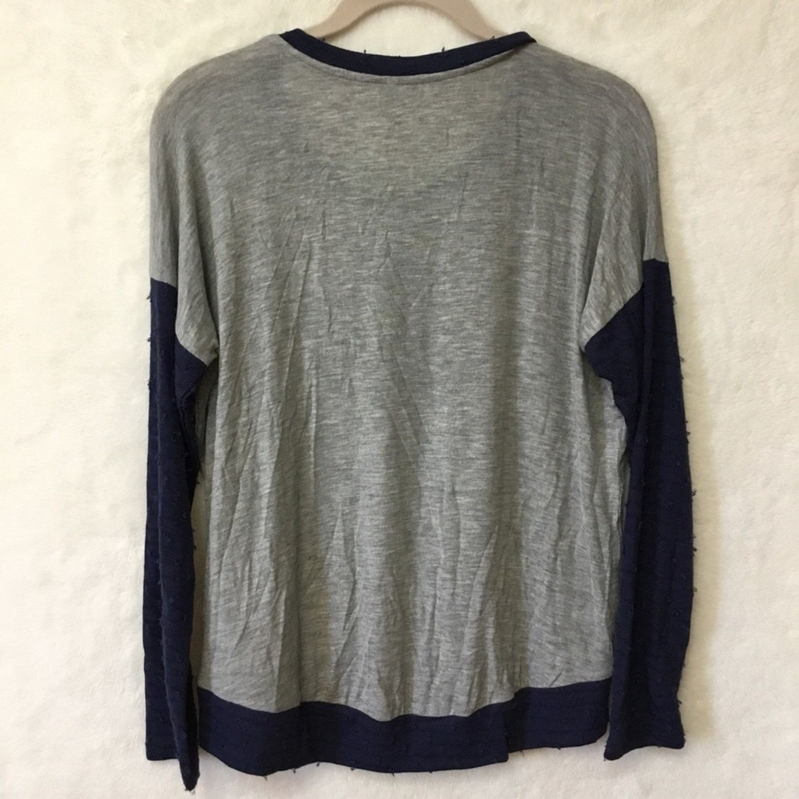Other Gray Navy Lightweight Knit Distress Detailing Top Size S / US 4 / IT 40 - 2 Thumbnail