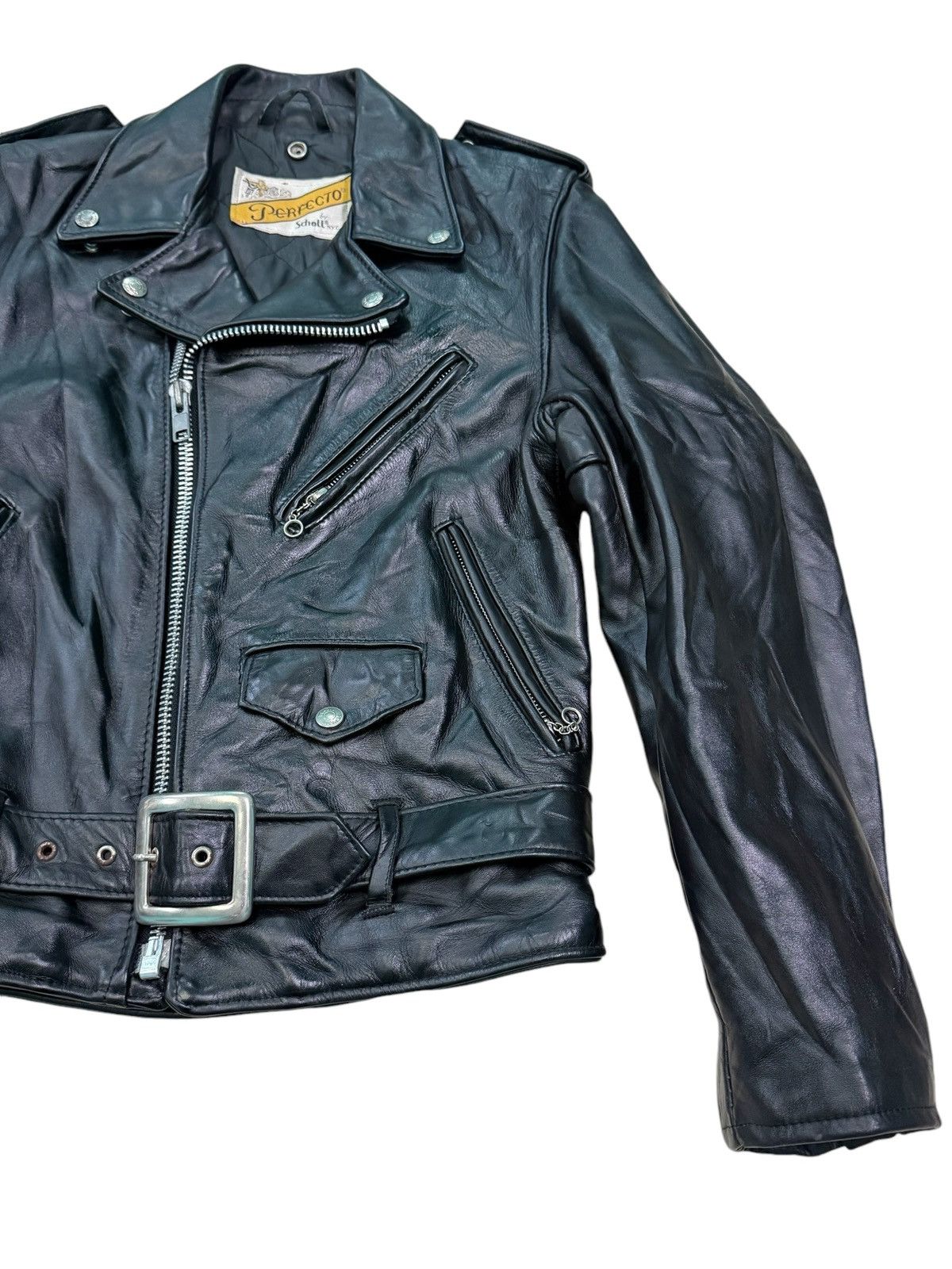 Schott RARE VINTAGE SCHOOT PERFECTO DOUBLE LEATHER RIDERS JACKET Size XS / US 0-2 / IT 36-38 - 5 Thumbnail
