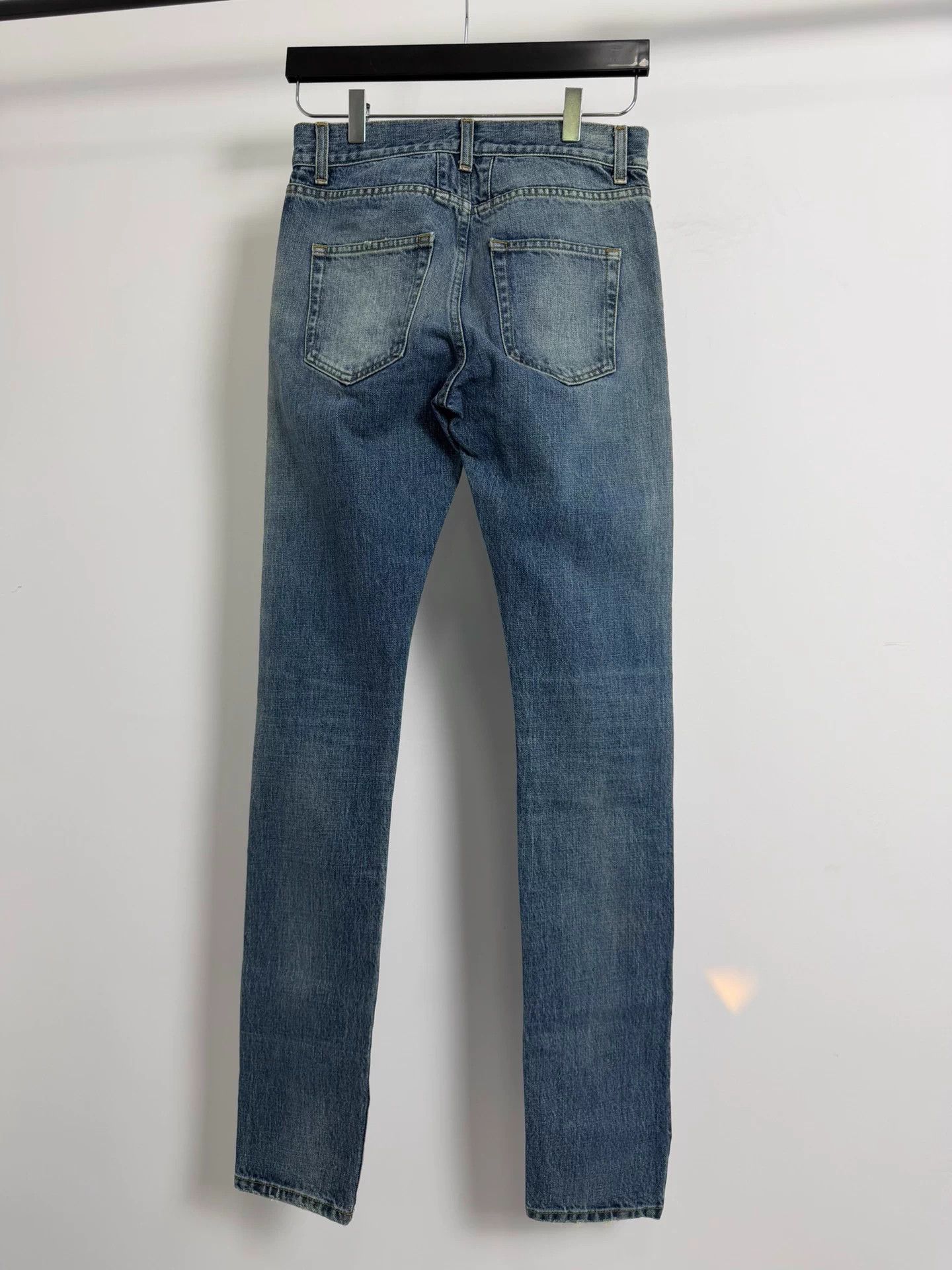 Saint Laurent Paris SLP 16FW Destroyed Knee Cutout Ombre Men’s Blue Jeans 27 Size US 27 - 2 Thumbnail
