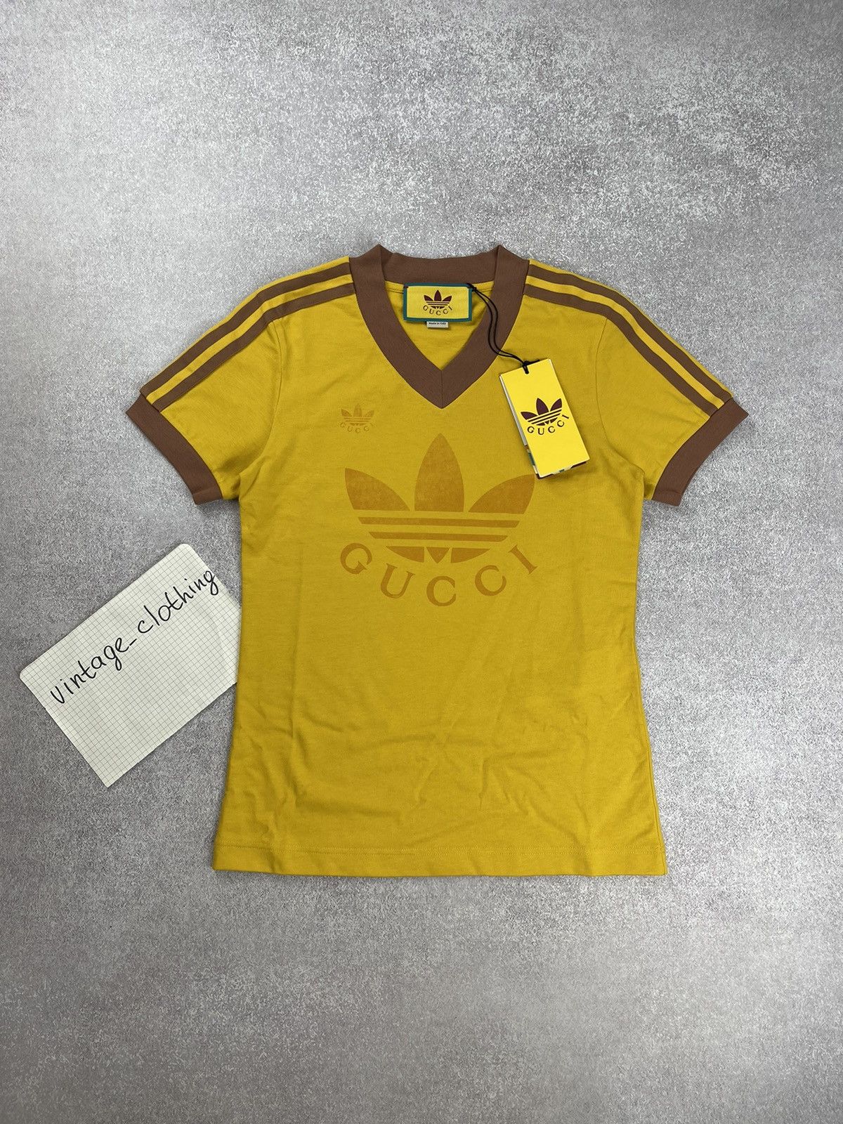 Gucci x adidas V-Neck T-Shirt Yellow - SS22 - US