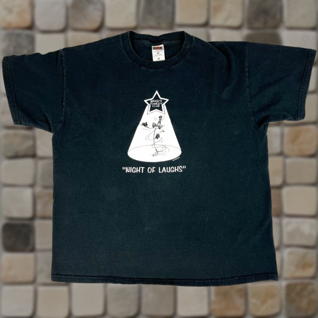 Fruit Of The Loom VINTAGE Men's Brad's Comedy Club Night of Laughs T-Shirt XL Black Cotton 100% Pre-Shrunk Fruit of the Loom" Size US XL / EU 56 / 4 - 1 Thumbnail