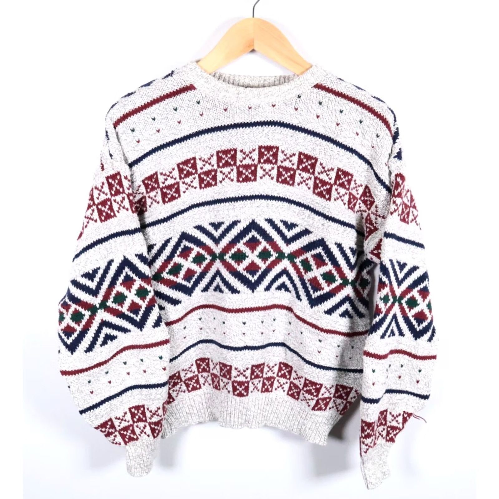 Vintage VINTAGE Expressions Sweater Geometric Heavyweight Cotton Knit Men's Large Gray Pullover Crew Neck Long Sleeve Casual Fall Winter Size US L / EU 52-54 / 3 - 2 Thumbnail