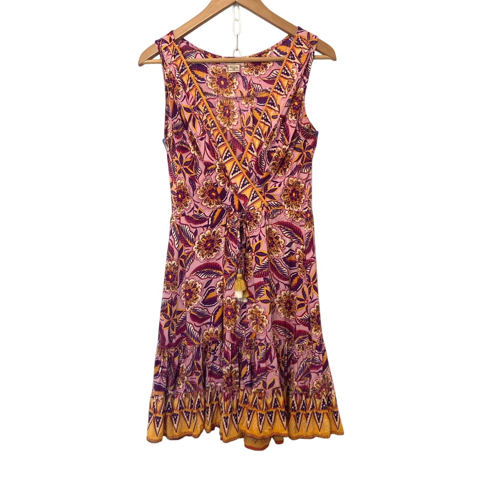 Other Lola P. Pink Orange Purple Crossover VNeck Sleeveless Dress Size S / US 4 / IT 40 - 1 Thumbnail