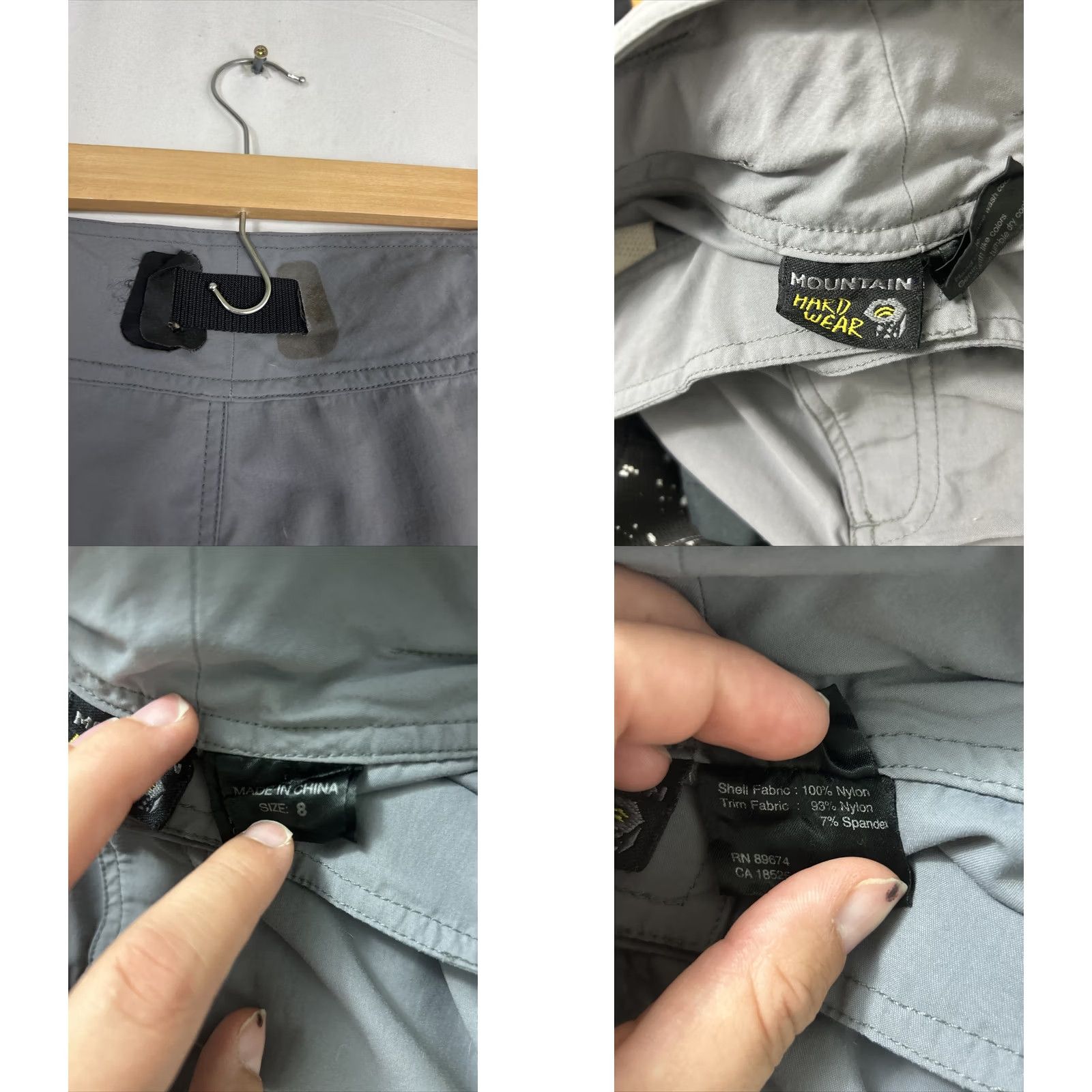 Mountain Hardwear Mountain Hard Wear Shorts Hiking Womens 8 Gray Belted Hook & Loop 4-Pocket Lightweight Quick Dry Utility Outdoor 90s Size 30" / US 8 / IT 44 - 9 Thumbnail