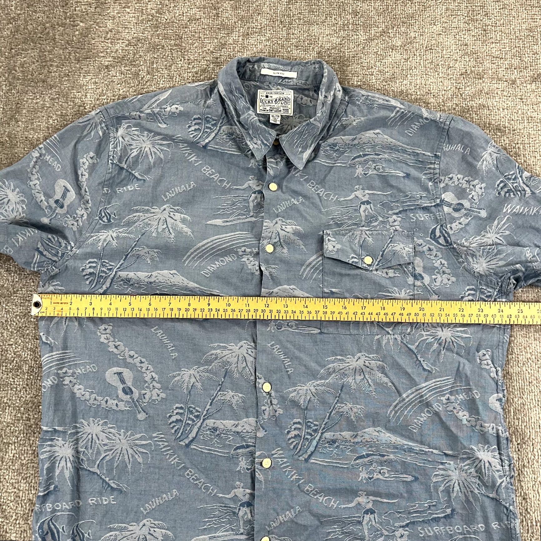 Lucky Brand LUCKY BRAND Shirt Men XL Slim Blue Floral Hawaiian Islands Button Up Size US XL / EU 56 / 4 - 4 Thumbnail