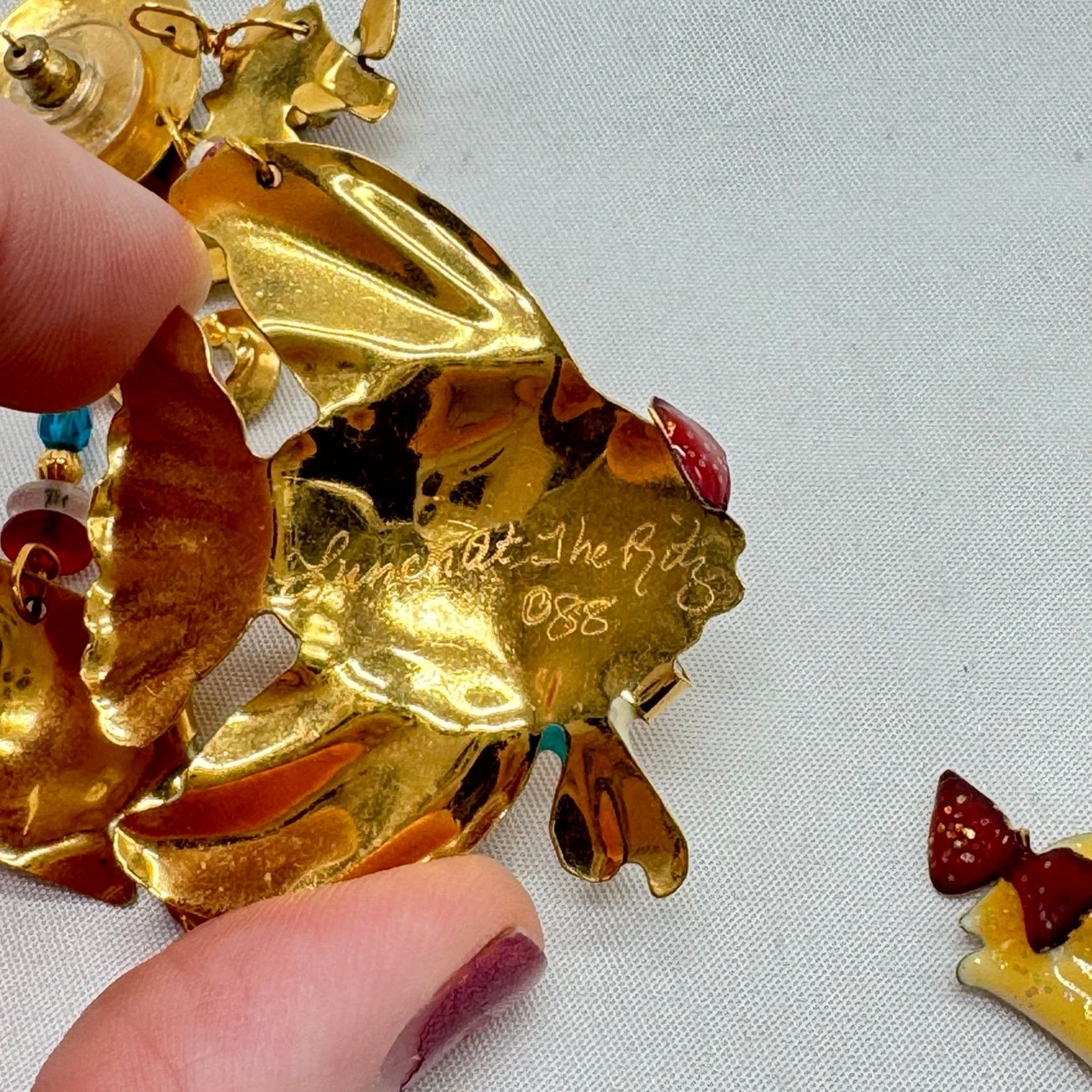Other VTG rare!! HTF! Lunch at the Ritz enamel dangle earrings Size ONE SIZE - 5 Thumbnail