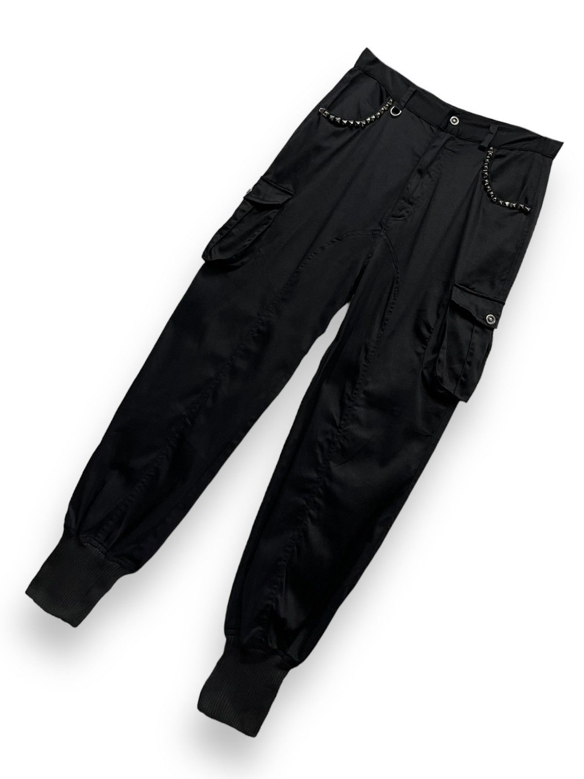 Japanese Brand 🔥90’s BLACK BACCARA Punk Studded Jogger Cargo Soft Blends Size US 29 - 5 Thumbnail