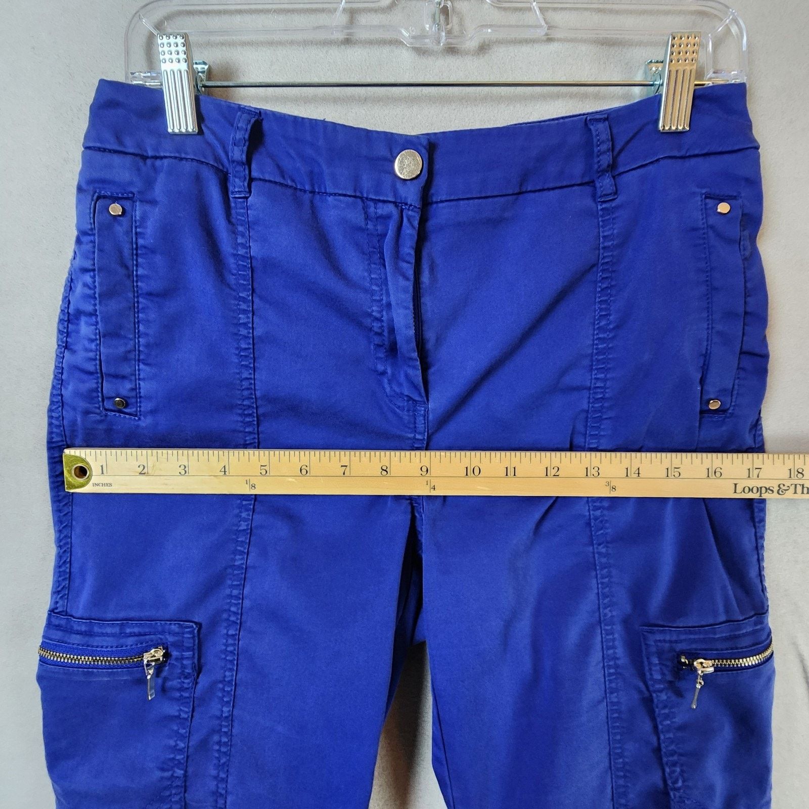 Chicos Chico’s Cargo Capri Pants Women Size 4 Blue Cotton Blend Size 27" / US 4 / IT 40 - 4 Thumbnail