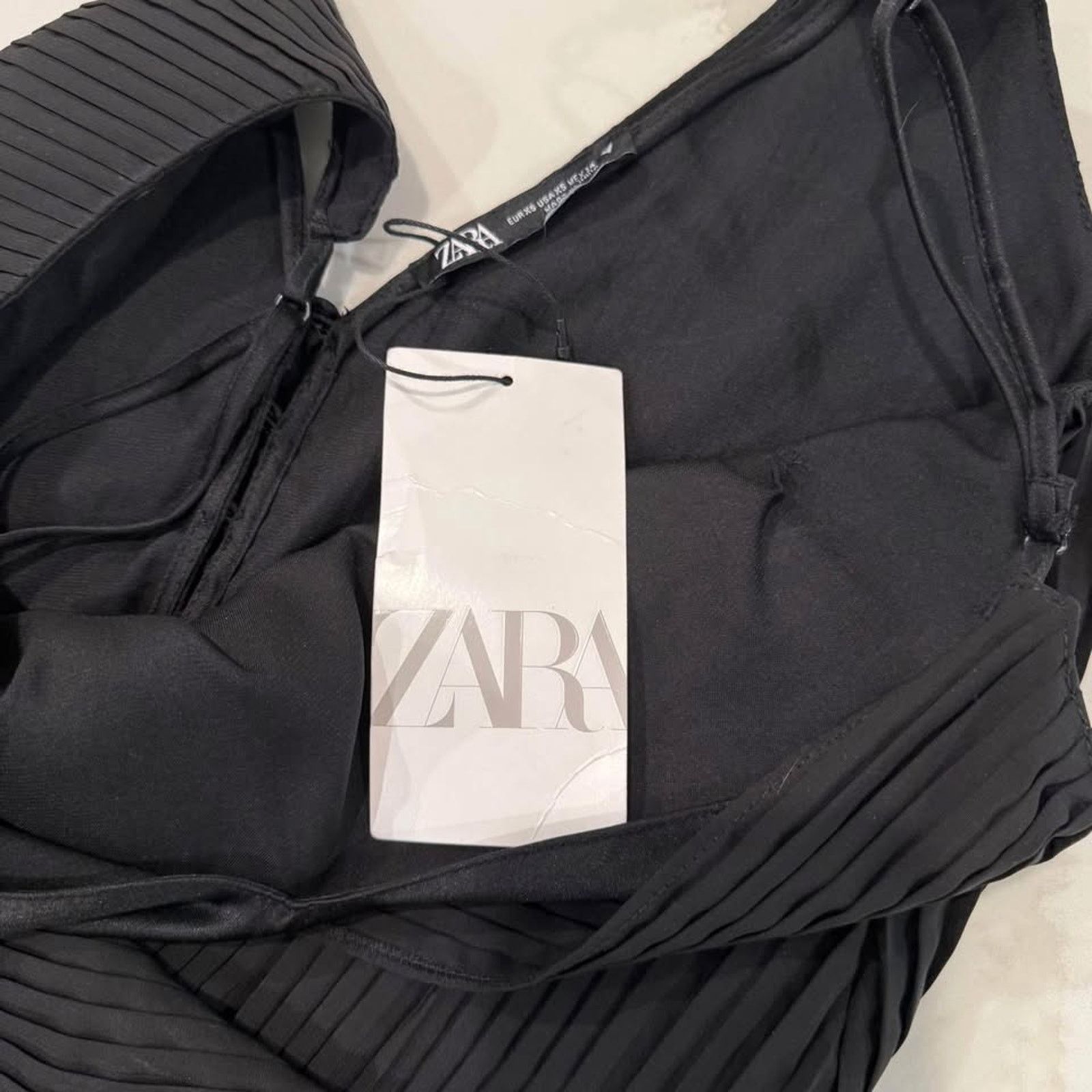 Zara Zara NWT Pleated Draped Plunge Bodysuit Womens XS Black Size XS / US 0-2 / IT 36-38 - 7 Thumbnail