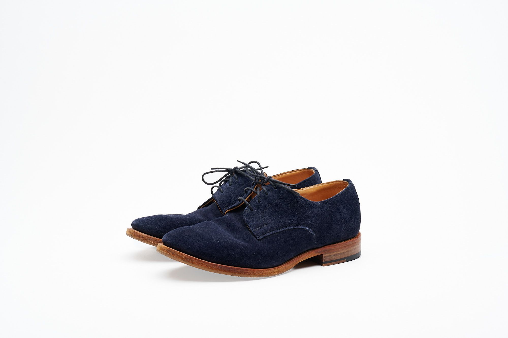 Mark McNairy × Sanders Made in UK Navy Suede Long Wing Brogue