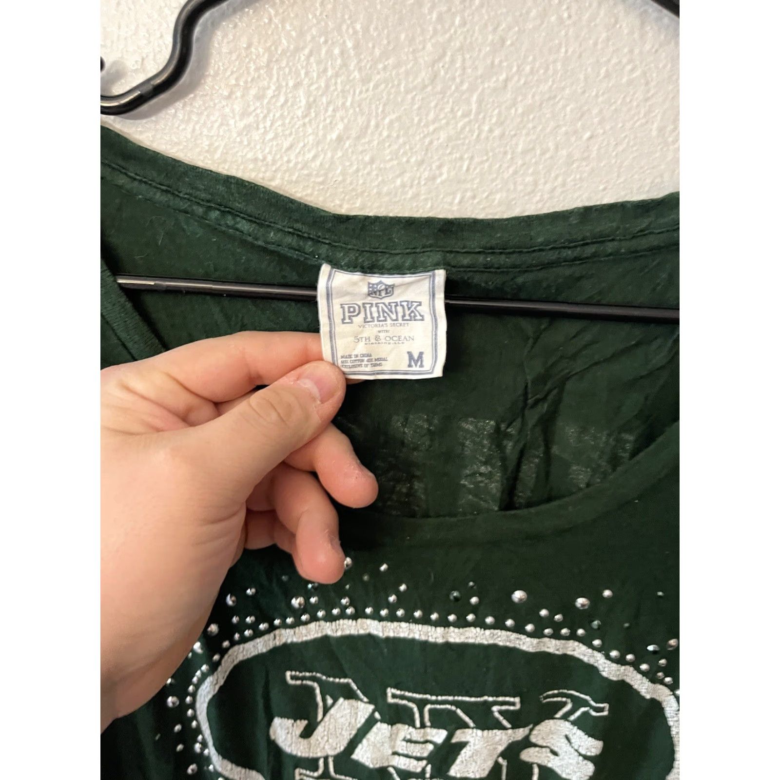 Vintage Victoria's Secret Pink NFL New York Jets Green Bling Short Sleeve T-Shirt Women M Football Casual Size M / US 6-8 / IT 42-44 - 2 Thumbnail