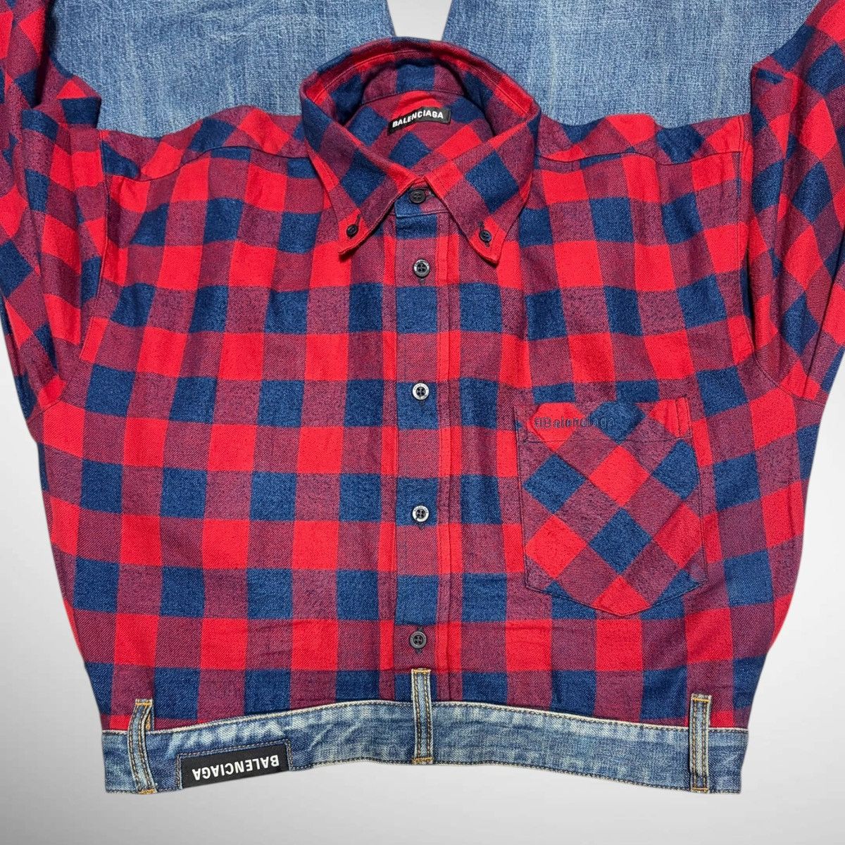 Balenciaga Balenciaga 2021SS Hybrid Flannel Shirt Denim Size US 32 / EU 48 - 7 Thumbnail