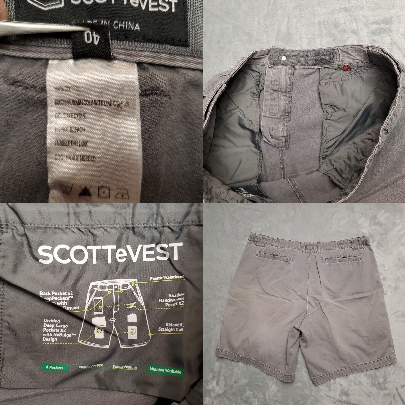 Vintage SCOTTeVEST Shorts Mens 40 Gray Chino Flat Front TEC Travel Hidden Pockets Casual Size US 40 / EU 56 - 8 Thumbnail